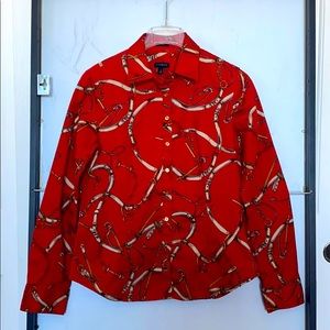 Red Versace Print collared blouse